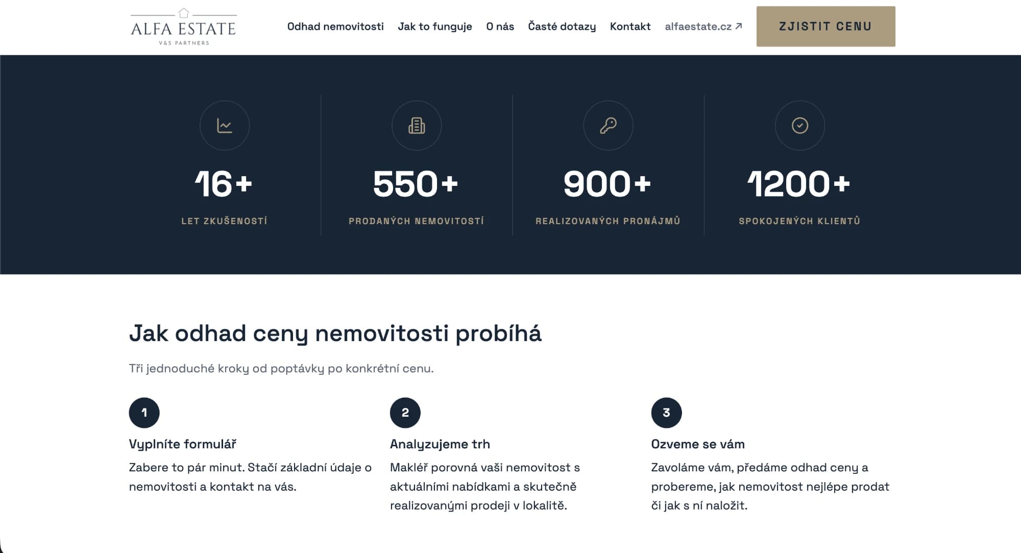 Čísla kanceláře a průběh odhadu ve třech krocích