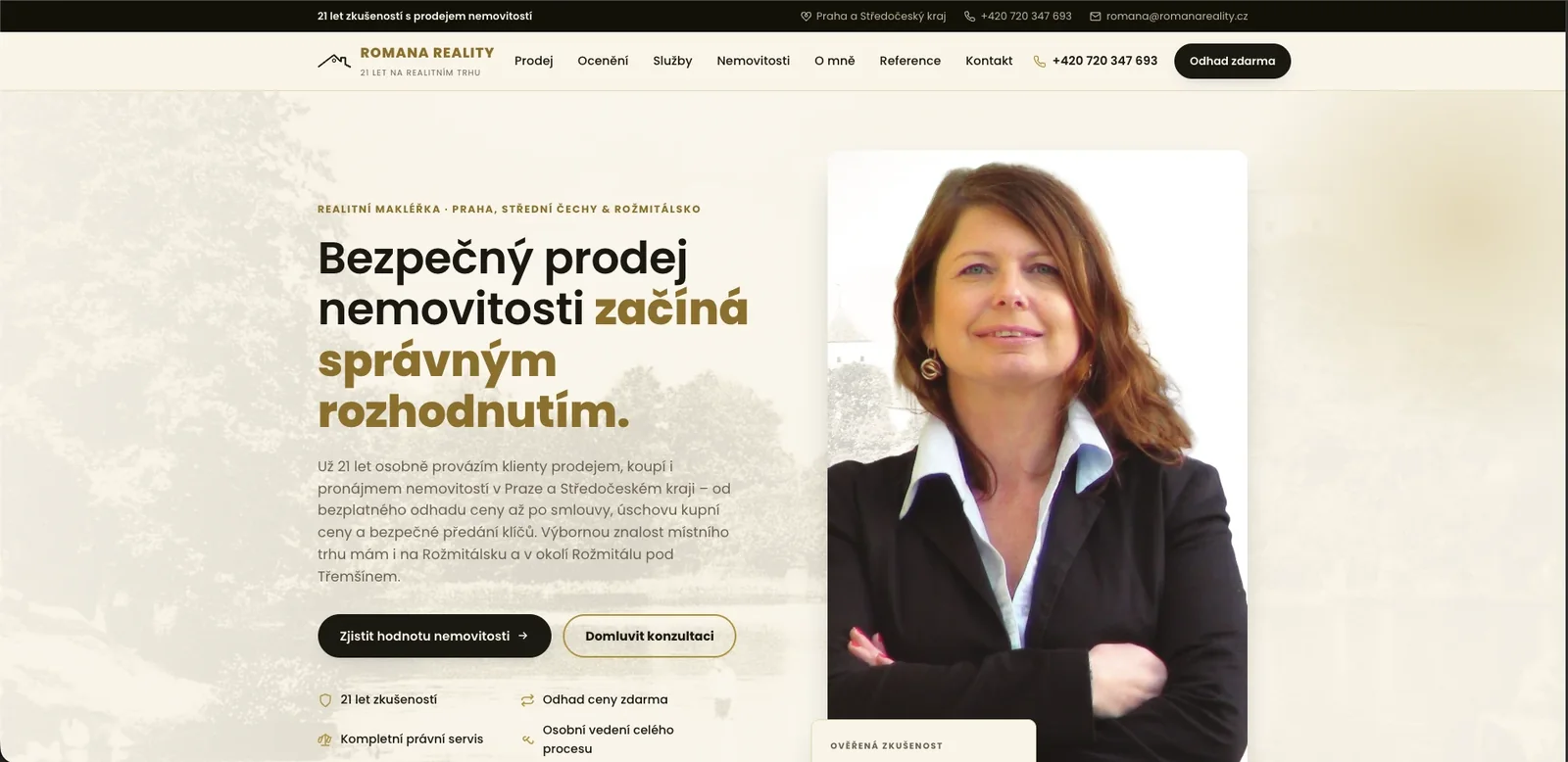 Náhled webu — Web pro realitní makléřku